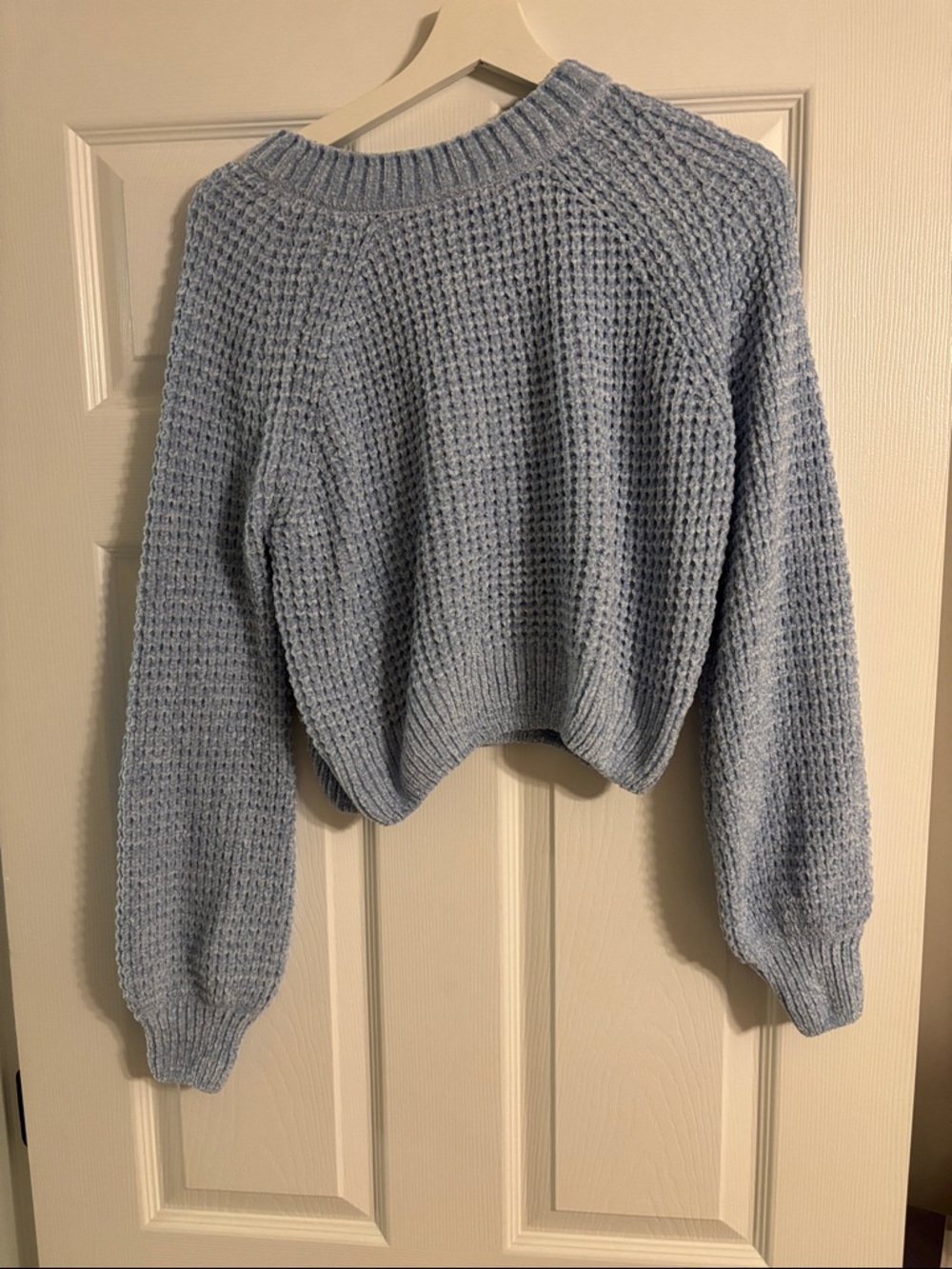 Altar'd State Light Blue Waffle Knit Crewneck Sweater